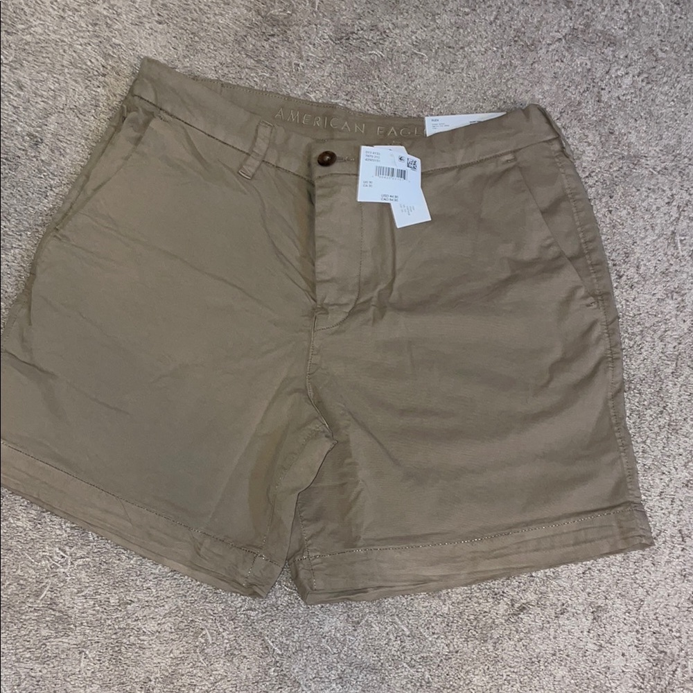 American Eagle Outfitters Men's Khaki Flat Front Shorts